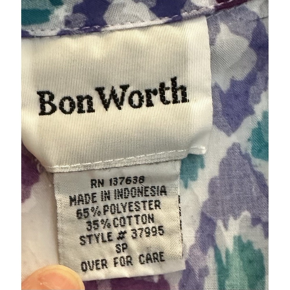 Women's BonWorth Button Up Blouse Print Petite Small - Picture 4 of 4